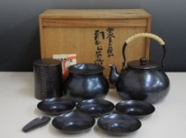 紫金色銅肌 銅起茶器揃