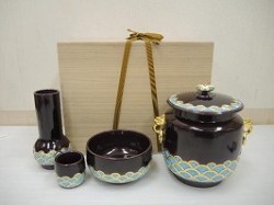 平安永泉の紫交趾青海波皆具を買い取った実績 - 茶道具の買取・売却は 
